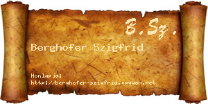 Berghofer Szigfrid névjegykártya